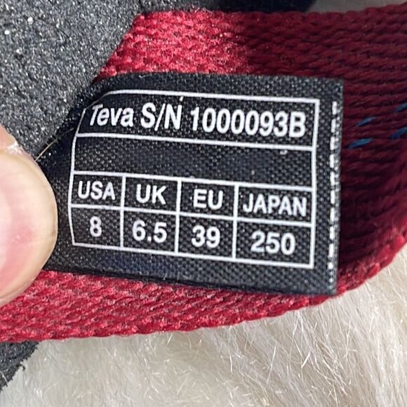 Teva Mush Red Striped Thong Wedge Sandals Sz 8 - Picture 5 of 6